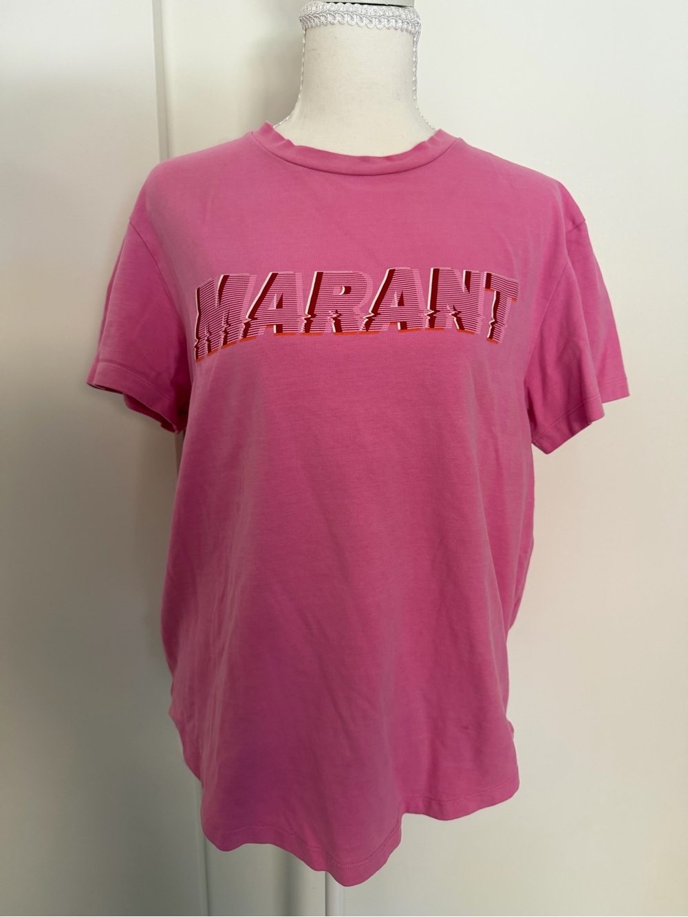 Isabel Marant Hot Pink Logo Short Sleeve Tee
